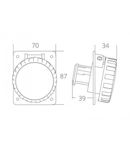 PRESA STAGNA 2P 12/24V. 16A IP67