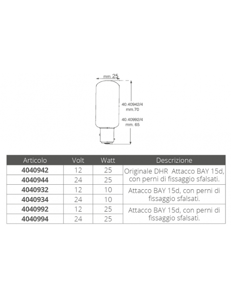 LAMPADINA BAY 15d A DUE POLI