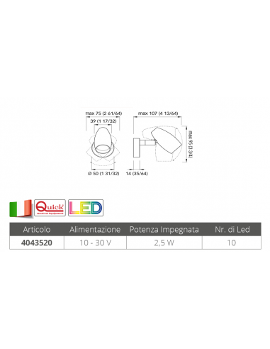 FARETTO ORIENTABILE A LED OLIVIA