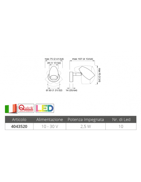 FARETTO ORIENTABILE A LED OLIVIA