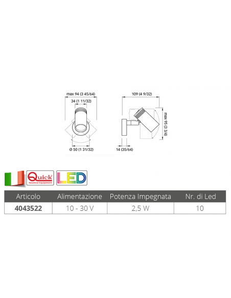 FARETTO ORIENTABILE A LED JACOB