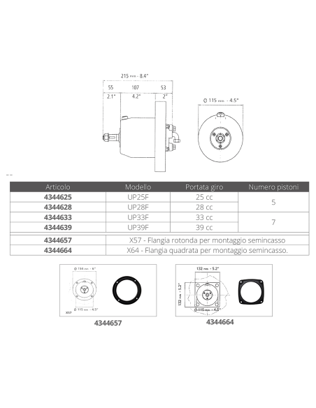 POMPA UP33F MONTAGGIO FRONTALE