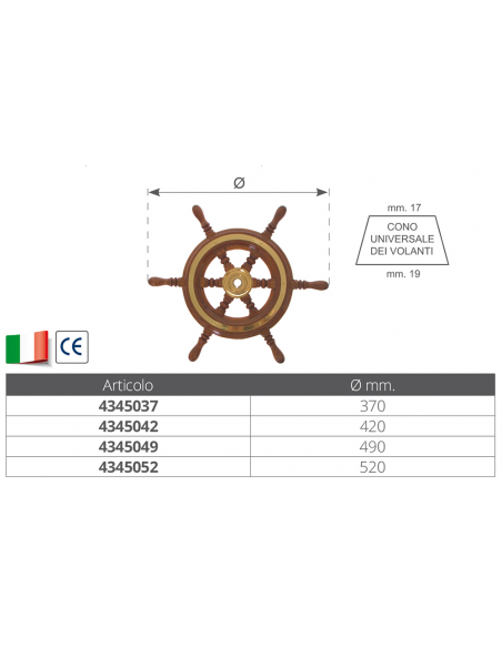 RUOTE TIMONE IN MOGANO