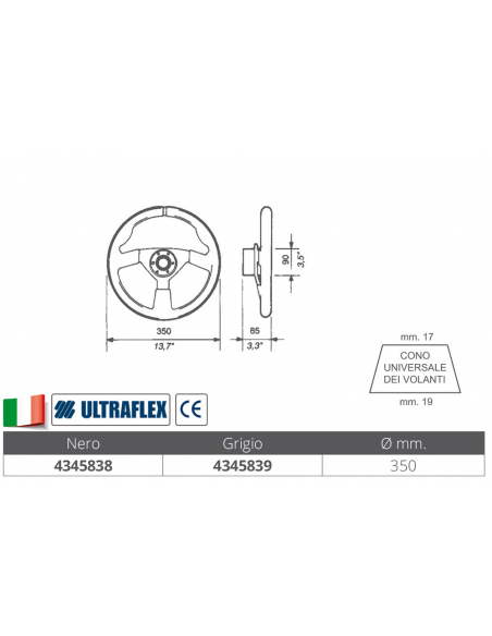 VOLANTE V38 NERO Ø MM.350