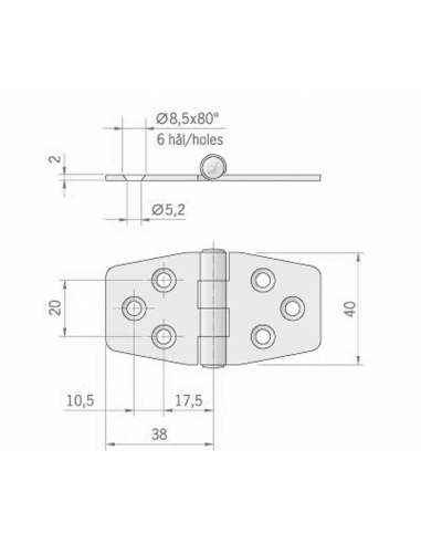 CERNIERA ESAGONALE MM.76X40
