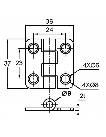 CERNIERA CON COPERTURA MM.36X37