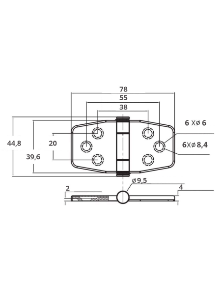 CERNIERE CON COPERTURA INTEGRATA MM.39,6X78