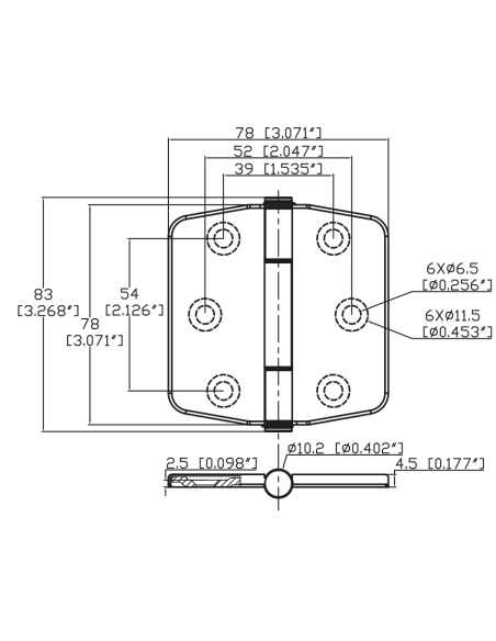 CERNIERE CON COPERTURA INTEGRATA MM.78X78