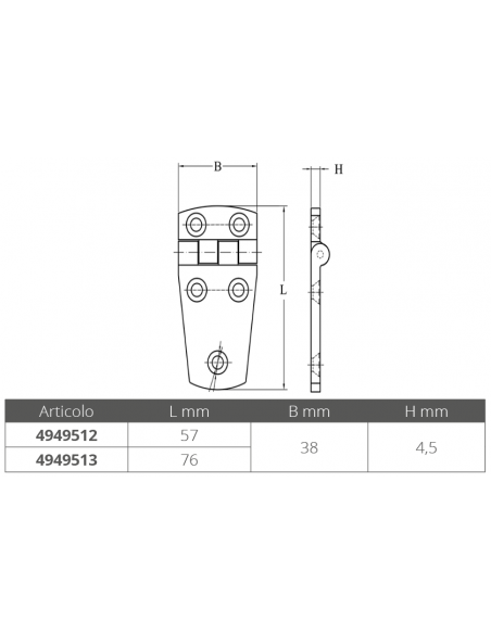 CERNIERA 1/2 ESAGONALE SPESSORE MM.4,5