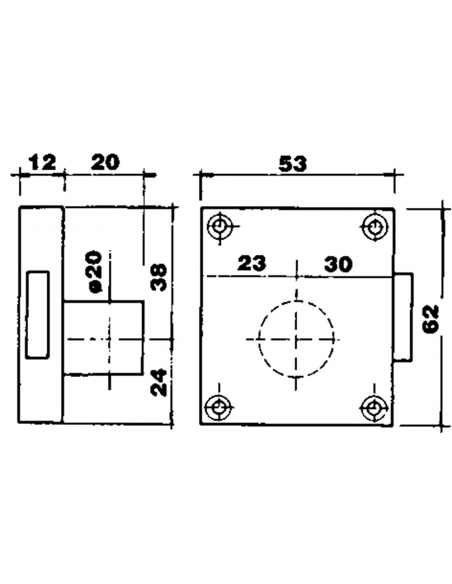 SERRATURA DA APPOGGIO MM.60X53
