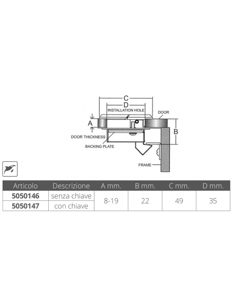 ALZAPAGLIOLO MINI INOX 316 Ø MM.49