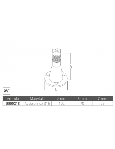 BASE IN ACCIAIO INOX FISSA
