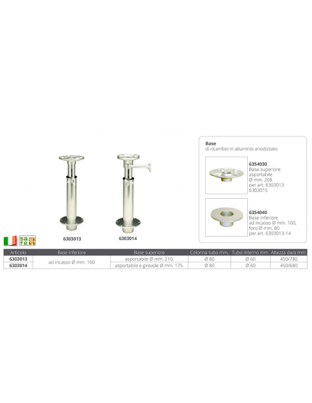 SUPPORTO TELESCOPICO MM.450/780
