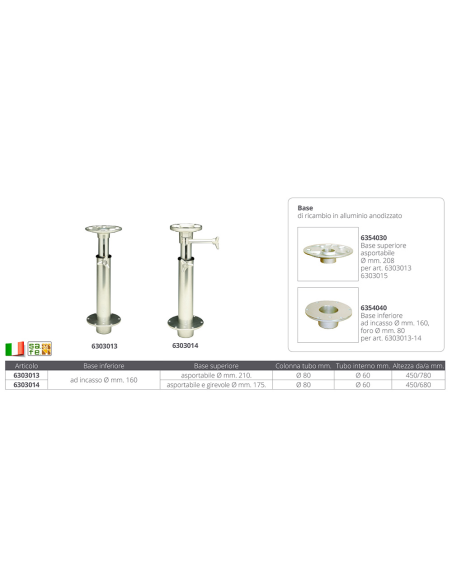 SUPPORTO TELESCOPICO MM.450/680