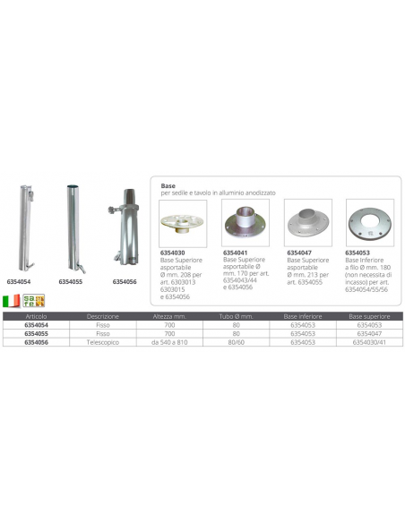 SUPPORTO TAVOLO FISSO MM.700