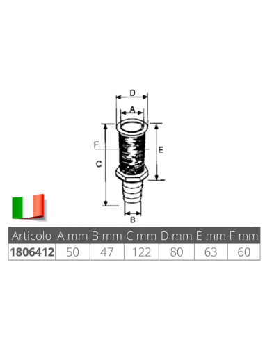 SCARICO A MARE NYLON CON PORTAGOMMA