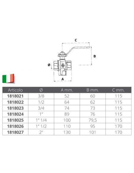 VALVOLA A SFERA TRE VIE IN OTTONE