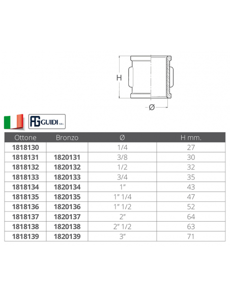 MANICOTTO IN BRONZO FILETTO DS