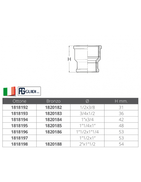 MANICOTTO RIDOTTO F-F IN BRONZO