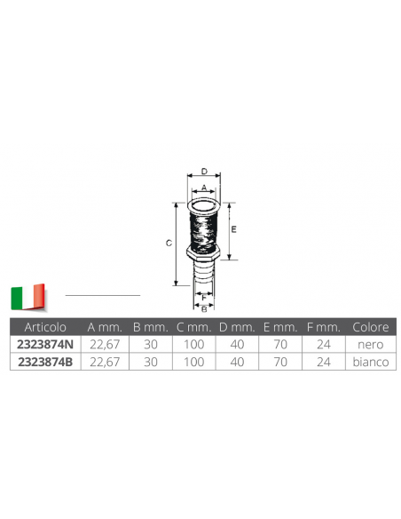 SCARICO A MARE IN PVC C/PTG Ø MM.22,67X100