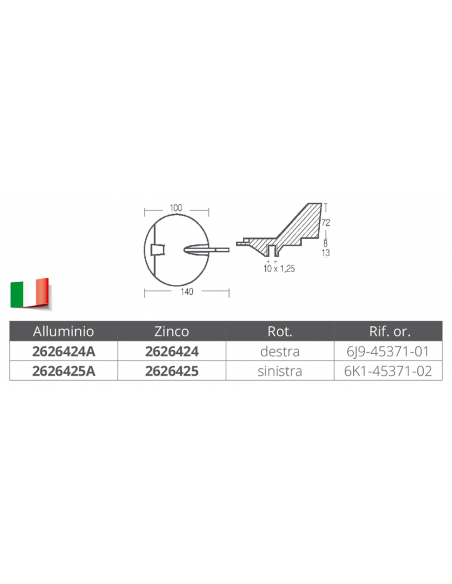 PINNA PER MOTORI YAMAHA 150/200 HP
