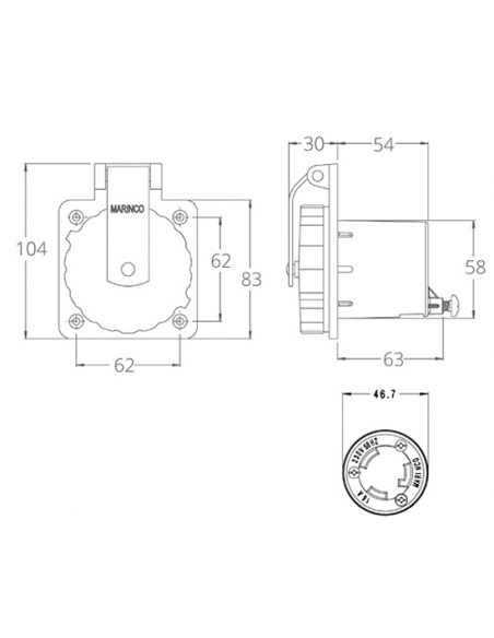 SPINA 2P+T 220V. 16A IP56 IN ACCIAIO INOX