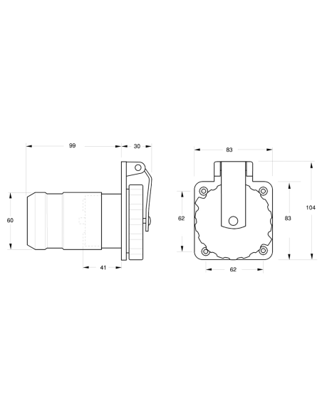 SPINA 3P+T 125/250V. 50A IP56