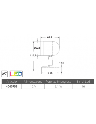 FARETTO ORIENTABILE A LED IN ACCIAIO INOX