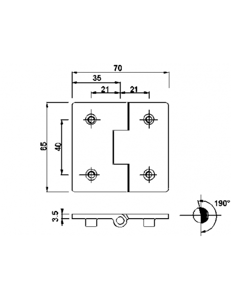 CERNIERA A FILO MM.70x65