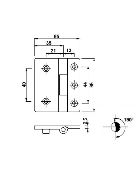 CERNIERE A FILO MM.55X65