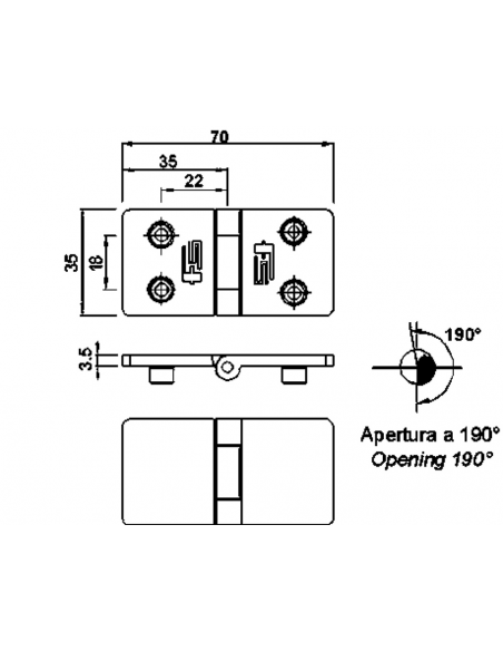 CERNIERA A FILO MM.70X35