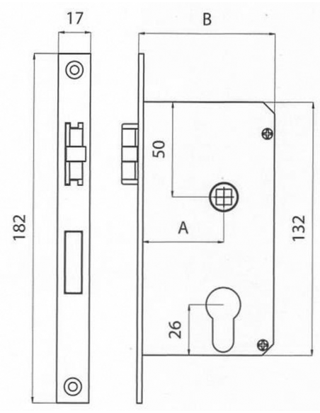 SERRATURA INCASSO MM. 132X70