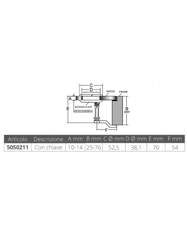 ALZAPAGLIOLO INOX 316 Ø MM.52,5