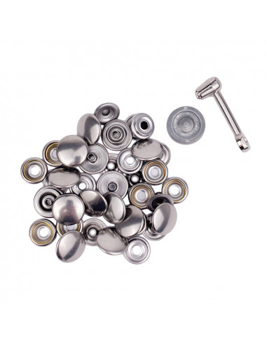 Kit 15 bottoni a pressione inox Ø 17...