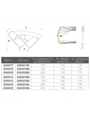 Capottina Bimini In Alluminio A 3 Archi