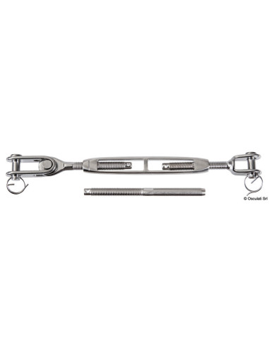 Tenditore per sartiame con cannula aperta in acciaio inox