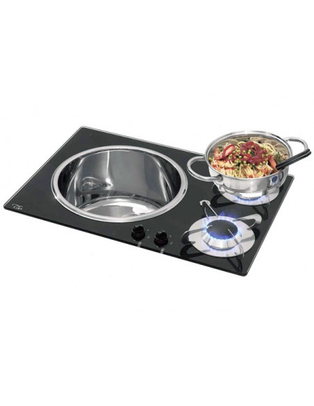 Piano di Cottura 2 Fuochi con Lavello
