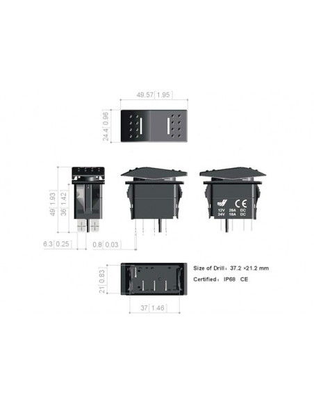 Interruttore Impermeabile IP68 White LED