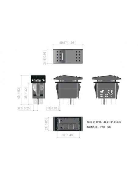 Interruttore Impermeabile IP68 White LED