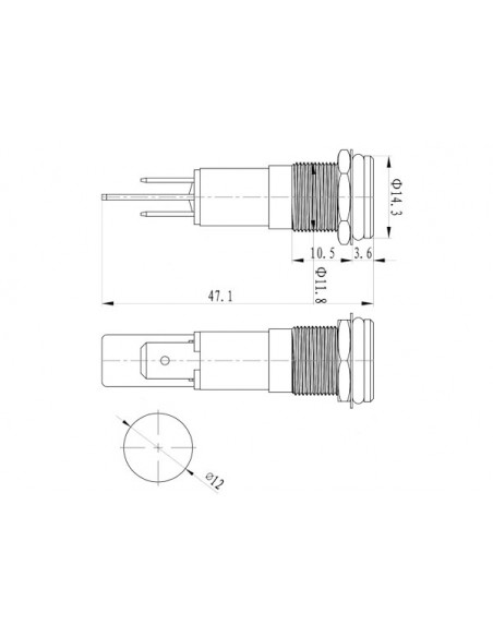Spie LED OC 12MM 12V