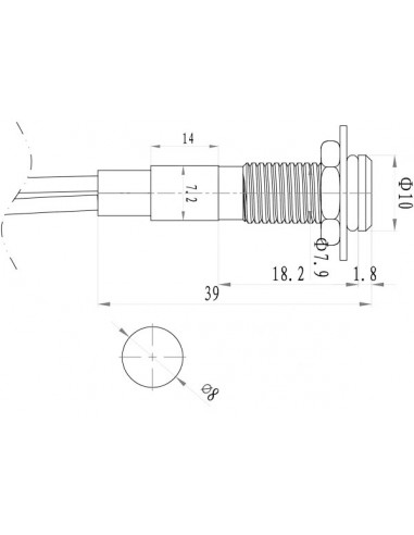 Spie LED OC 8MM 12V