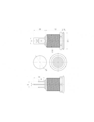 Spie LED Inox 19MM 12V