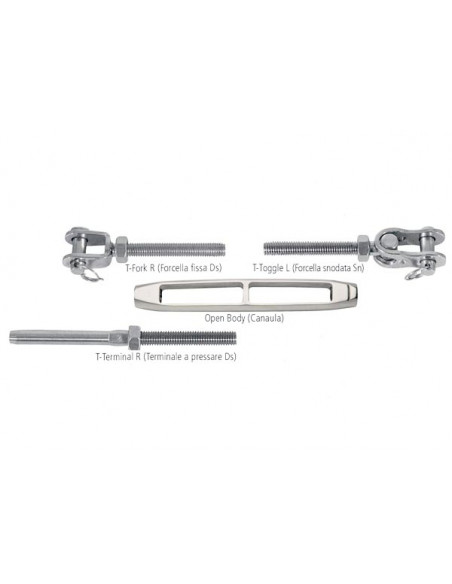 Tenditori Modulari Inox AISI 316 Open Body UNF Tenditori Modulari Inox AISI 316 Open Body UNF