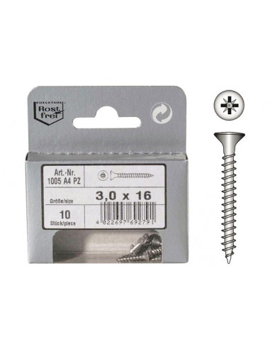 Viti per Legno e Pannelli Truciolari Testa Piana Svasata DIN 6112