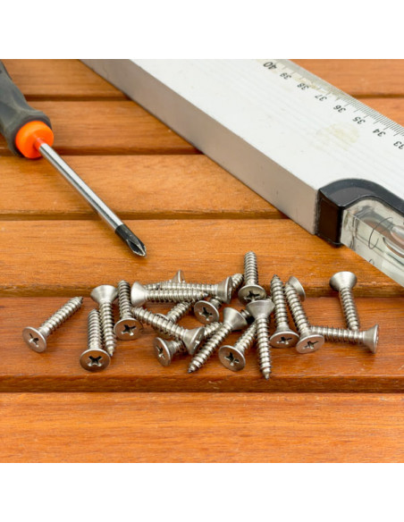 Viti autofilettanti Inox A4 testa piana impronta a croce 20 Pz Ø 3,9 mm