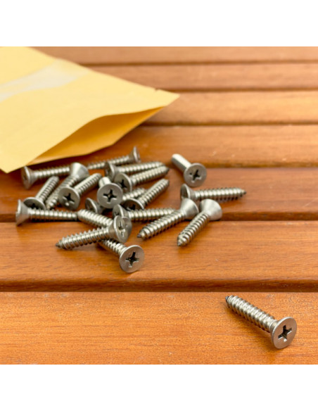 Viti autofilettanti Inox A4 testa piana impronta a croce 20 Pz Ø 3,9 mm