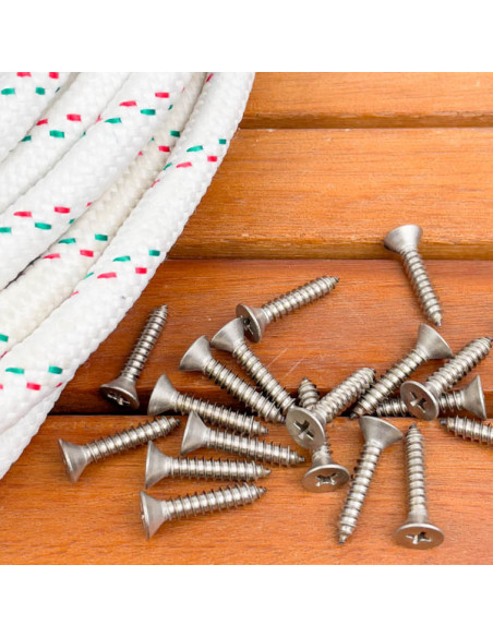 Viti autofilettanti Inox A4 testa piana impronta a croce 20 Pz Ø 5,5 mm