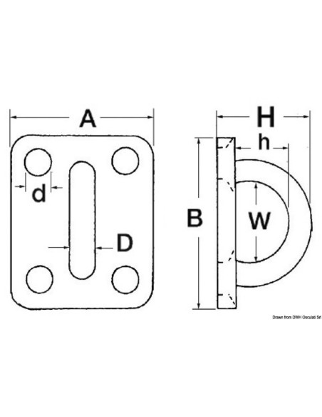 Piastrina rettangolare con anello