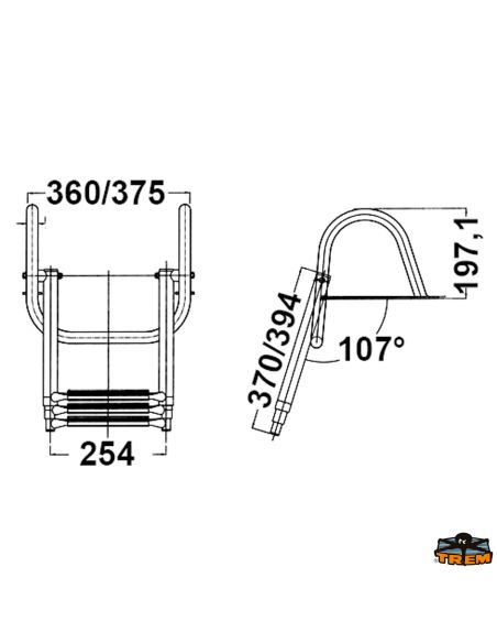 Scaletta telescopica da plancetta con maniglioni allegerita