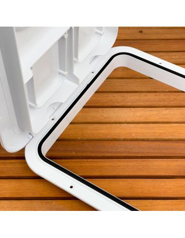 Portello d'ispezione in ABS. Viti inox e fori per retine inclusi 370x375 mm